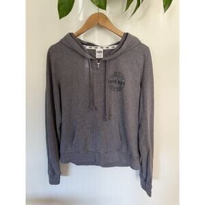 Victoria’s Secret pink – Y2K gray zip up hoodie size large